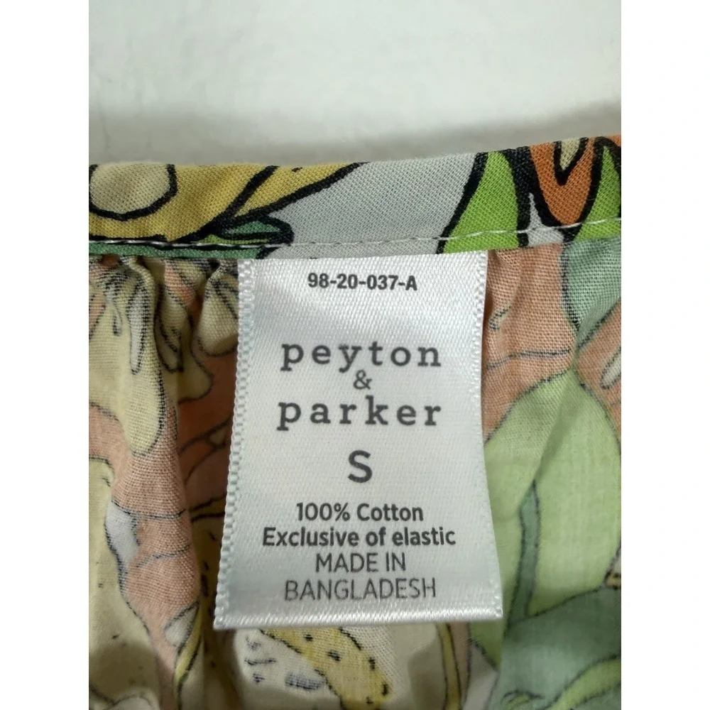 Peyton & Parker Citrus Fruit Print Dress Size S Tiered Boho Peasant 100% Cotton